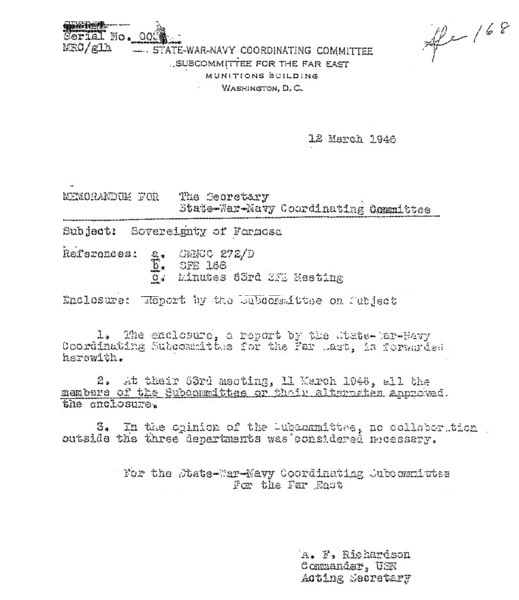 State-War-Navy Coordination Committee 文件 1945年 到 1946年