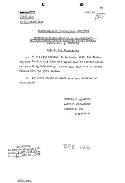 State-War-Navy Coordination Committee 文件 1945年 到 1946年