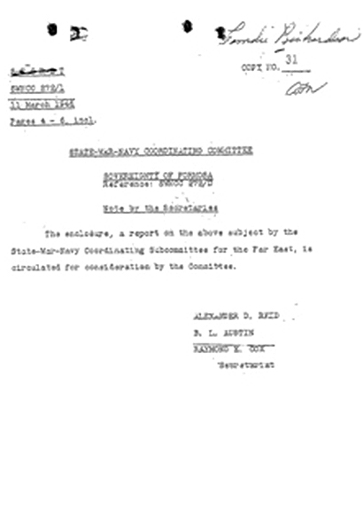 State-War-Navy Coordination Committee 文件 1945年 到 1946年