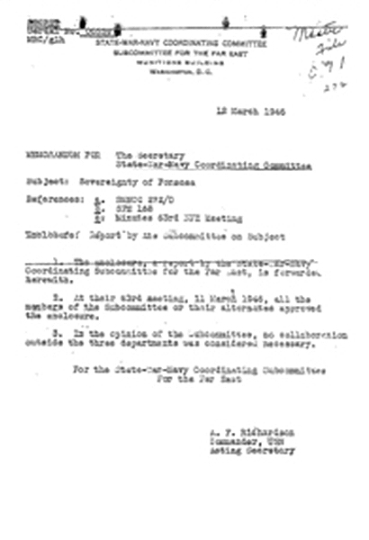 State-War-Navy Coordination Committee 文件 1945年 到 1946年