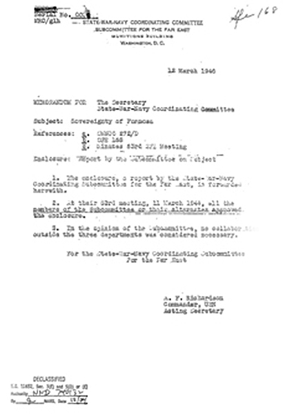 State-War-Navy Coordination Committee 文件 1945年 到 1946年